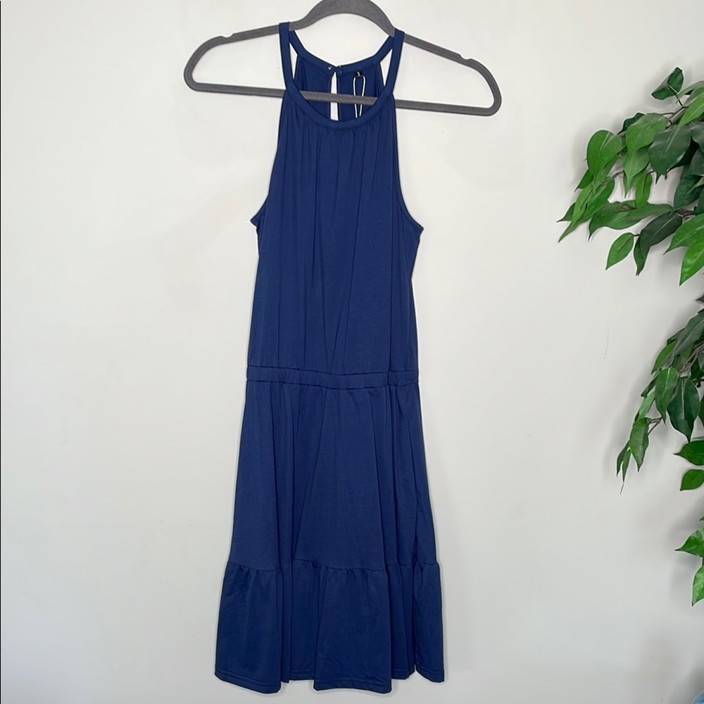 New Shows Casual Blue Tiered Midi Sundress